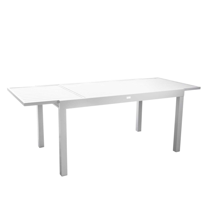 Set Tavolo alluminio + 4 Sedie alluminio sullivan bianco con textilene bianco cm 55x46h43/88