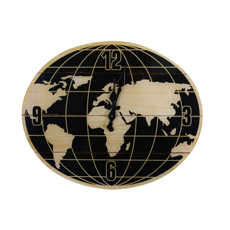 Orologio vetro mondo nero ovale cm32x4h39