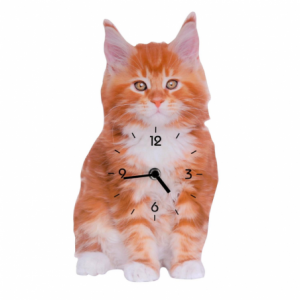 Orologio legno gatto arancione cm30x16x3