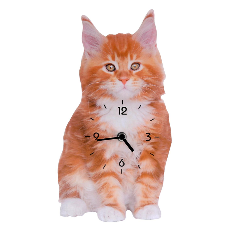 Orologio legno gatto arancione cm30x16x3