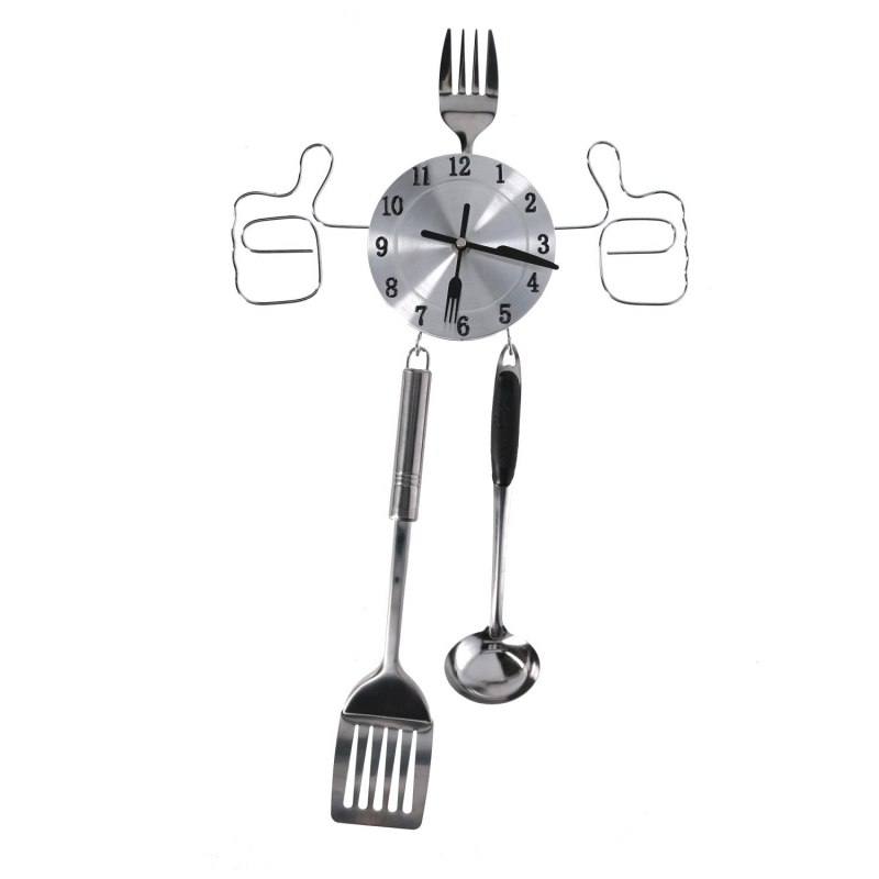 Orologio metallo posate argento cm58x33,5x4
