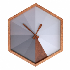 Orologio legno esagonale grigio cm31x36h4,5