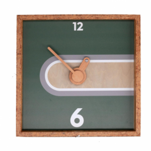 Orologio legno verde quadro cm31x31h4,5
