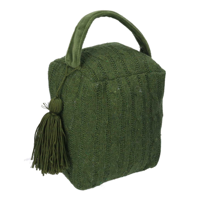 Fermaporta tessuto borsa verde quadro cm12x10h15/20