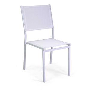 Zoom Set Tavolo alluminio + 4 Sedie alluminio sullivan bianco con textilene bianco cm 55x46h43/88