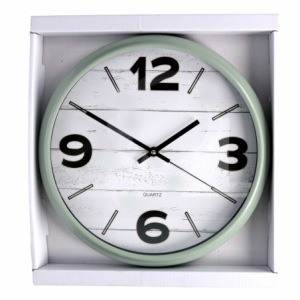 Orologio plastica bianco e verde tondo cm ø30,5