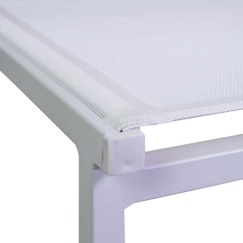 Set Tavolo alluminio + 4 Sedie alluminio sullivan bianco con textilene bianco cm 55x46h43/88