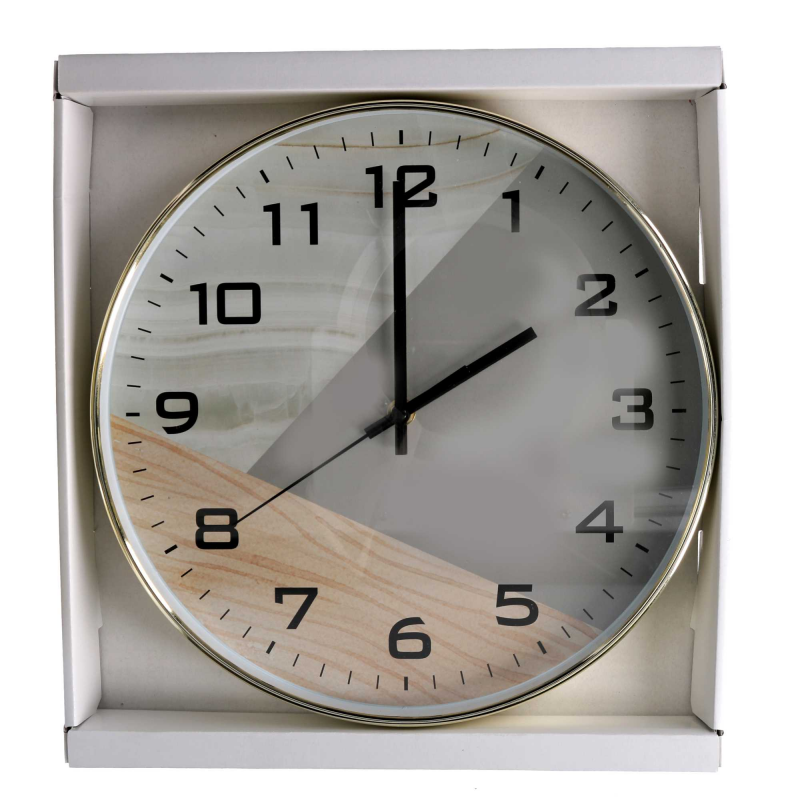 Orologio plastica effetto legno bianco e grigio tondo cm ø30,5