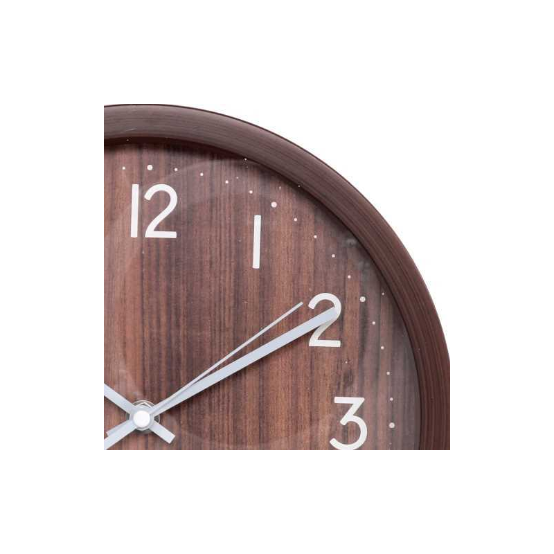 Orologio plastica effetto legno noce tondo cmø25,7h4,2