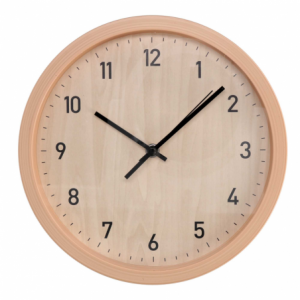 Orologio plastica effetto legno naturale tondo cm ø25,7h4,2