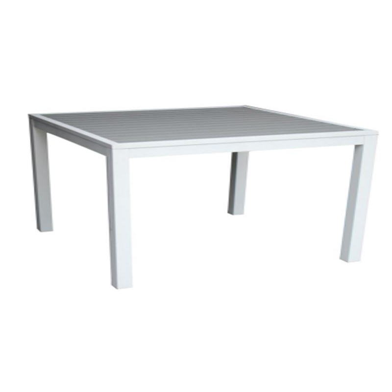 Set Tavolo alluminio + 4 Sedie alluminio sullivan bianco con textilene bianco cm 55x46h43/88