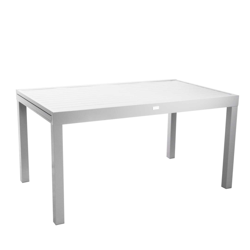 Set Tavolo alluminio + 6 Sedie alluminio sullivan bianco con textilene bianco cm 55x46h43/88