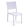 Set Tavolo alluminio + 6 Sedie alluminio sullivan bianco con textilene bianco cm 55x46h43/88