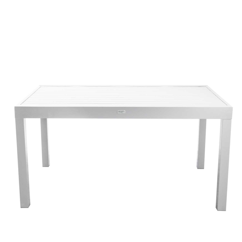 Set Tavolo alluminio + 6 Sedie alluminio sullivan bianco con textilene bianco cm 55x46h43/88