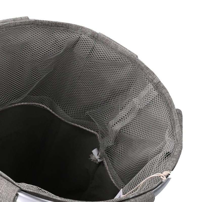 Cestone tessuto sacco grigio tondo pieghevole cm ø40h55