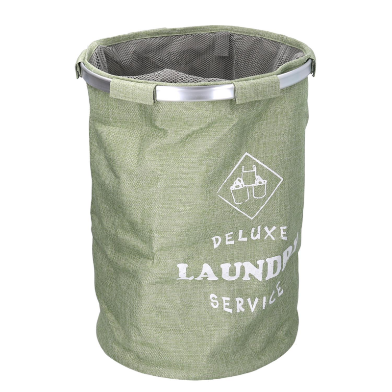 Cestone tessuto sacco verde tondo pieghevole cm ø40h55