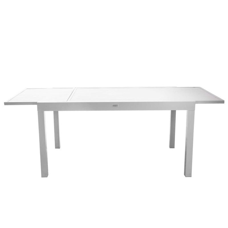 Set Tavolo alluminio + 6 Sedie alluminio sullivan bianco con textilene bianco cm 55x46h43/88