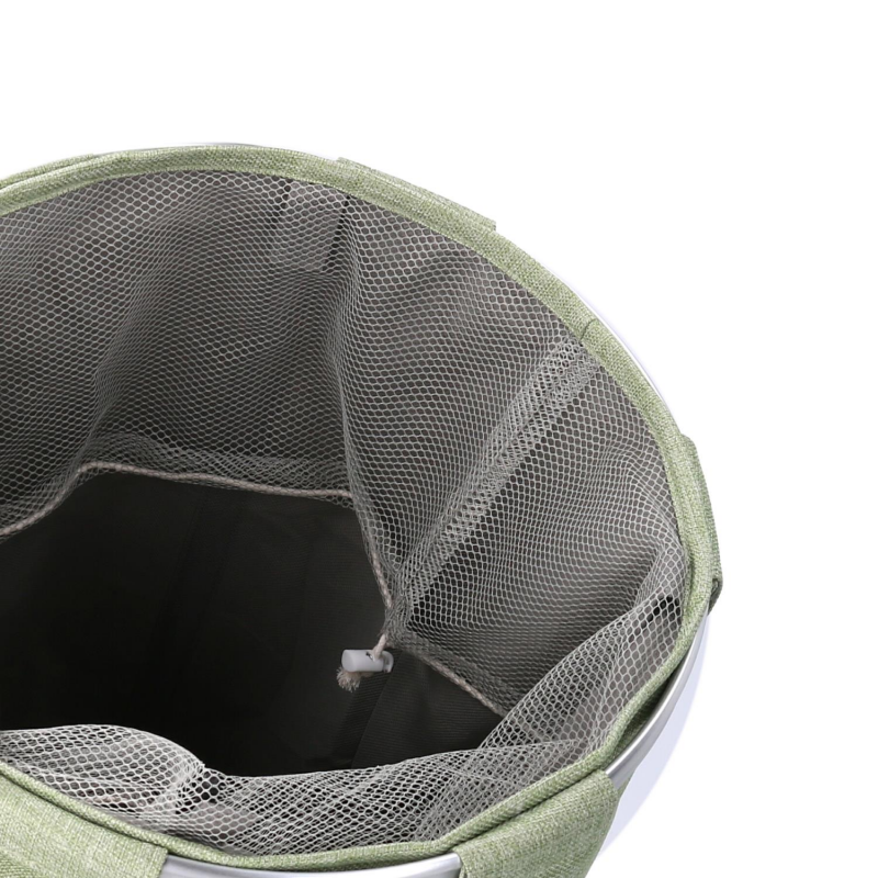 Cestone tessuto sacco verde tondo pieghevole cm ø40h55