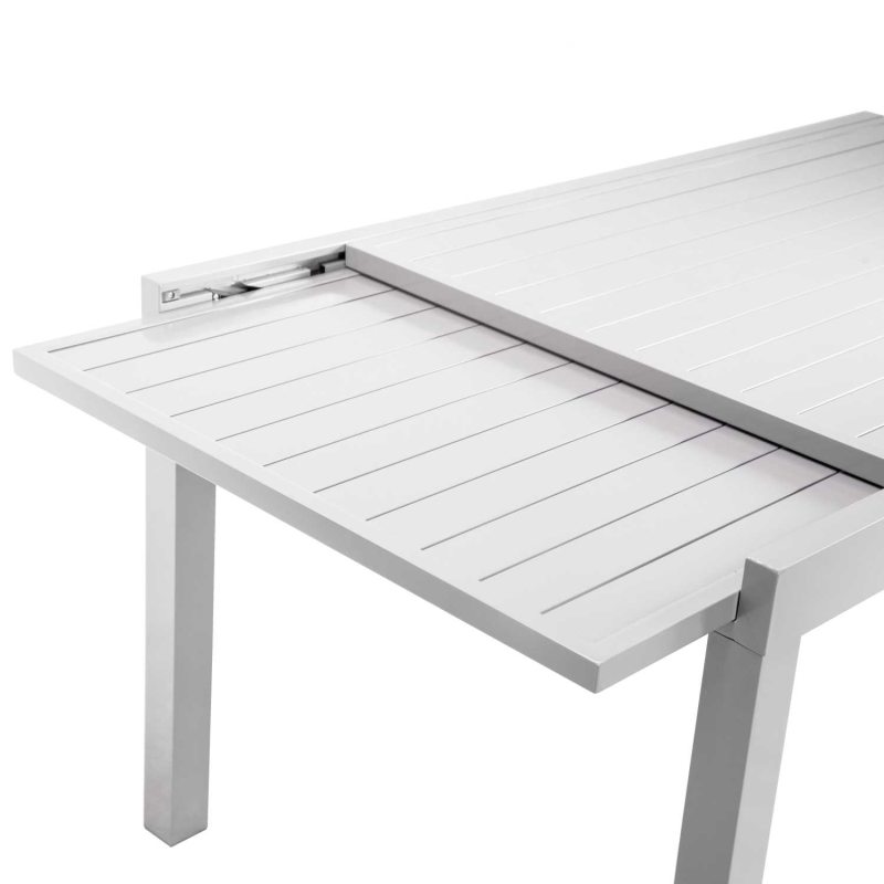 Set Tavolo alluminio + 6 Sedie alluminio sullivan bianco con textilene bianco cm 55x46h43/88