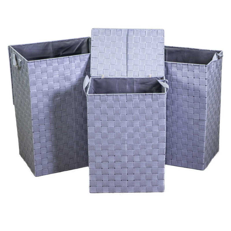 Cestone poliestere 1-3 grigio foderato rettangolare cm40x30h55