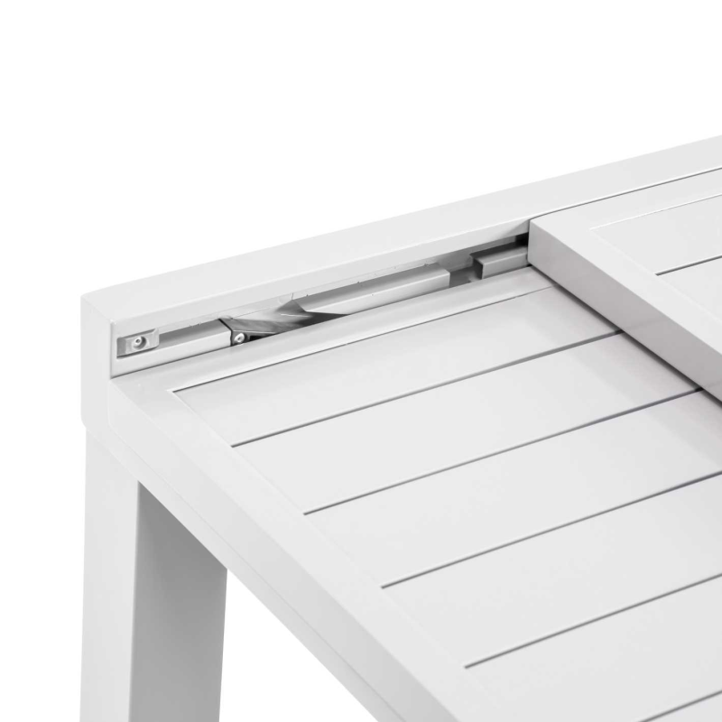 Set Tavolo alluminio + 6 Sedie alluminio sullivan bianco con textilene bianco cm 55x46h43/88
