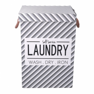 Zoom Cestone tessuto laundry grigio con coperchio cm40x30h60