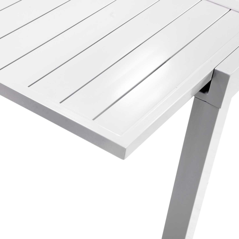 Set Tavolo alluminio + 6 Sedie alluminio sullivan bianco con textilene bianco cm 55x46h43/88