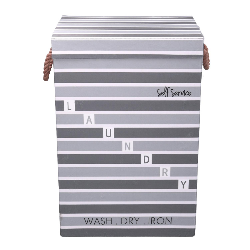 Cestone tessuto laundry grigio con coperchio cm40x30h60