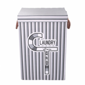 Cestone tessuto laundry grigio con coperchio cm40x30h60