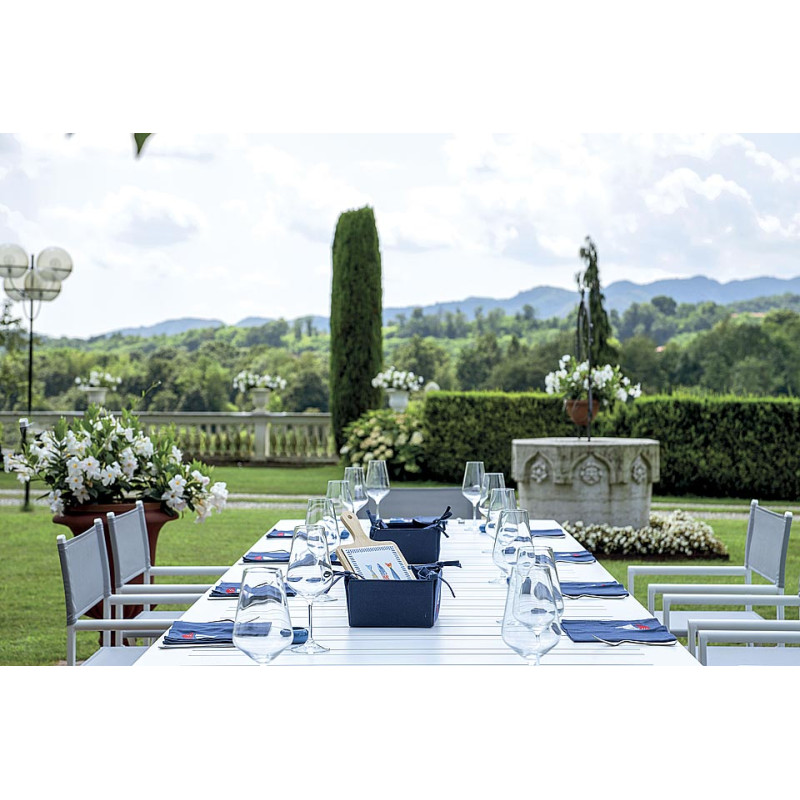 Tavolo Santorini allungabile 265-398x110 bianco doppio allungo