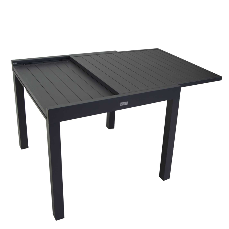 Set Tavolo alluminio + 4 Sedie alluminio sullivan impilabile antracite cm 55x46h43/88