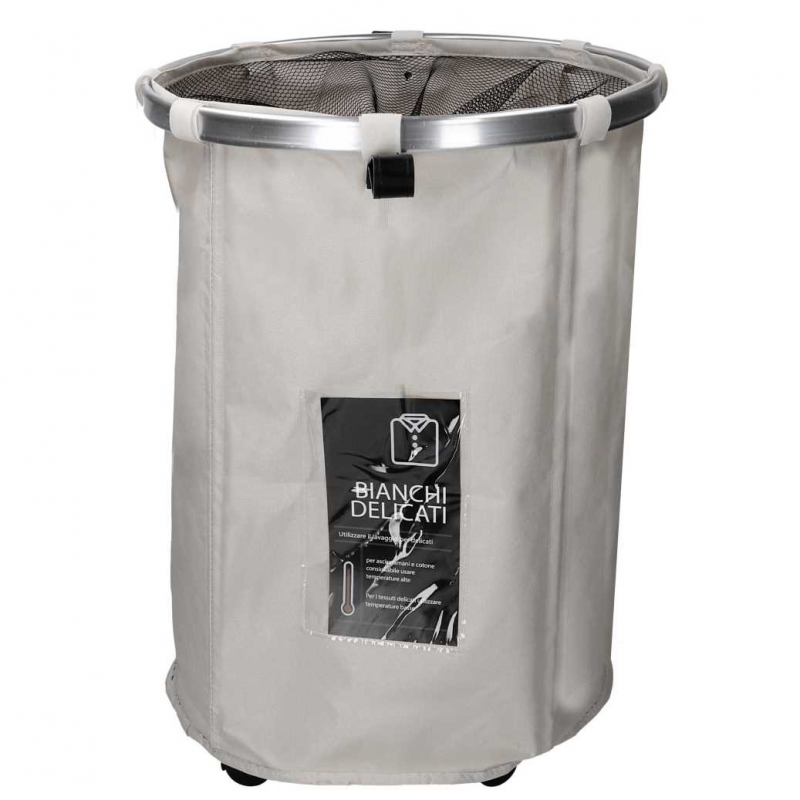 Cestone tessuto grigio tondo pieghevolecm ø40h55