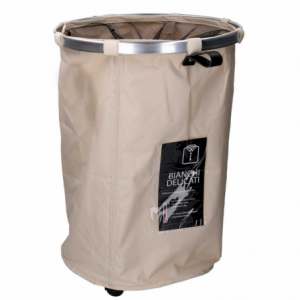 Zoom Cestone tessuto beige tondo pieghevole cm ø40h55