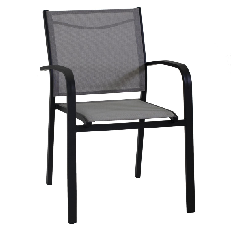 Set Tavolo alluminio + 4 Poltrone alluminio sullivan impilabile antracite cm 61x56h43/60/84