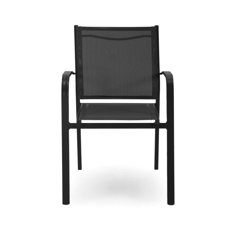 Set Tavolo alluminio + 4 Poltrone alluminio sullivan impilabile antracite cm 61x56h43/60/84