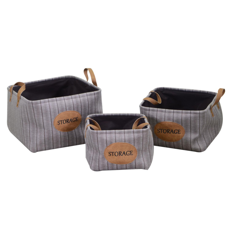 Cesta tessuto 1-3 grigio quadro cm35x35h30