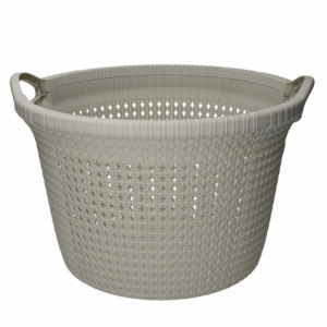 Zoom Cesta portabiancheria plastica crema tonda cm ø48,6h32,6