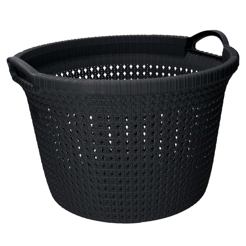 Cesta portabiancheria plastica antracite tonda cm ø48,6h32,6