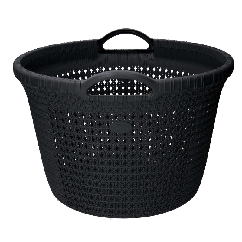 Cesta portabiancheria plastica antracite tonda cm ø48,6h32,6