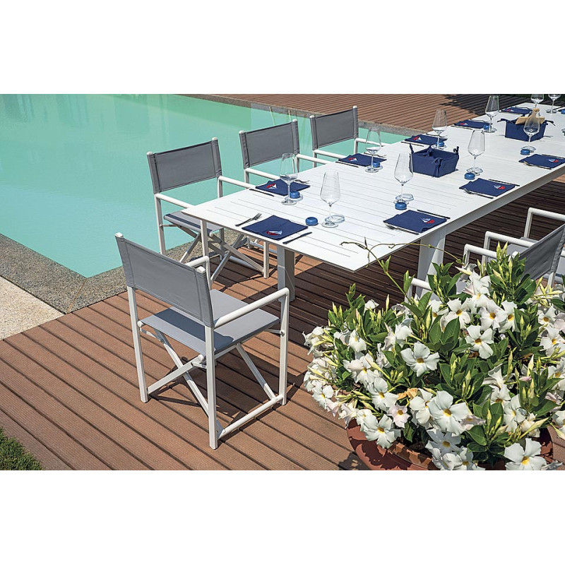 Tavolo Santorini allungabile 265-398x110 bianco doppio allungo