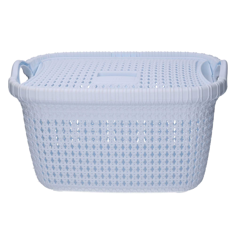 Cesta portabiancheria plastica con coperchio bianca rettangolare cm43x31,5h25,3