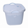 Cesta portabiancheria plastica con coperchio bianca rettangolare cm43x31,5h25,3