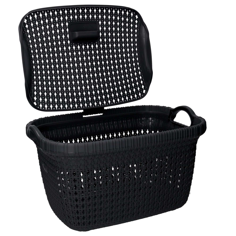 Cesta portabiancheria plastica c/coperchio antracite rettangolare cm43x31,5h25