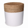 Cesta tessuto 1-3 bianco e naturale tondo cm ø41h42