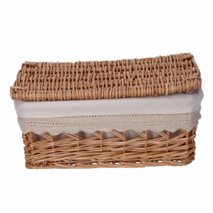 Zoom Scatola vimini fodera pizzo con coperchio 1-3 rettangolare cm 42x31h19