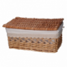 Scatola vimini fodera pizzo con coperchio 1-3 rettangolare cm42x31h19