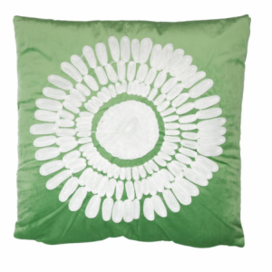 Cuscino tessuto fiore bianco verde quadro cm45x45h10