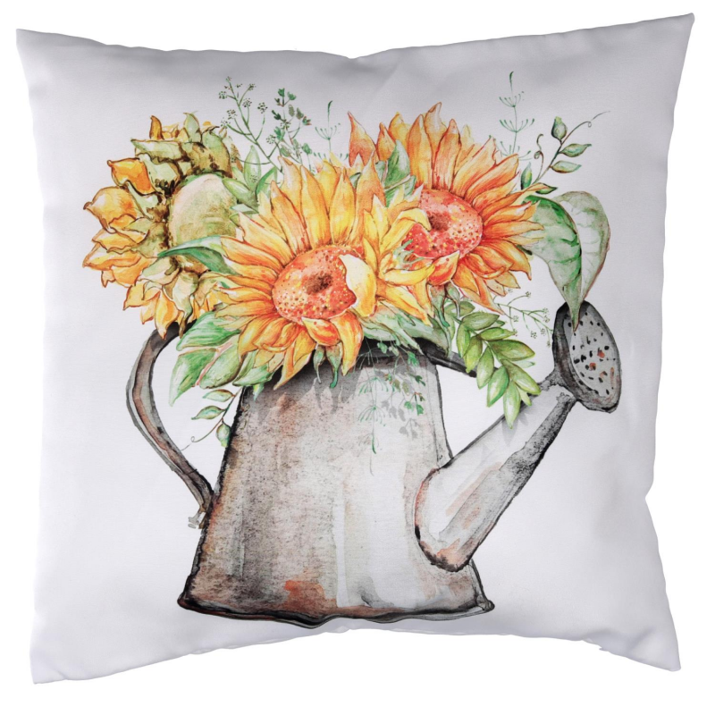 Cuscino tessuto con girasoli bianco cm43x43