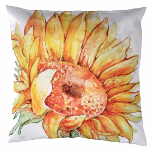 Cuscino tessuto con girasole bianco cm43x43