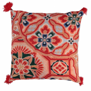 Fodera cuscino tessuto con nappe arancione quadro cm40x40